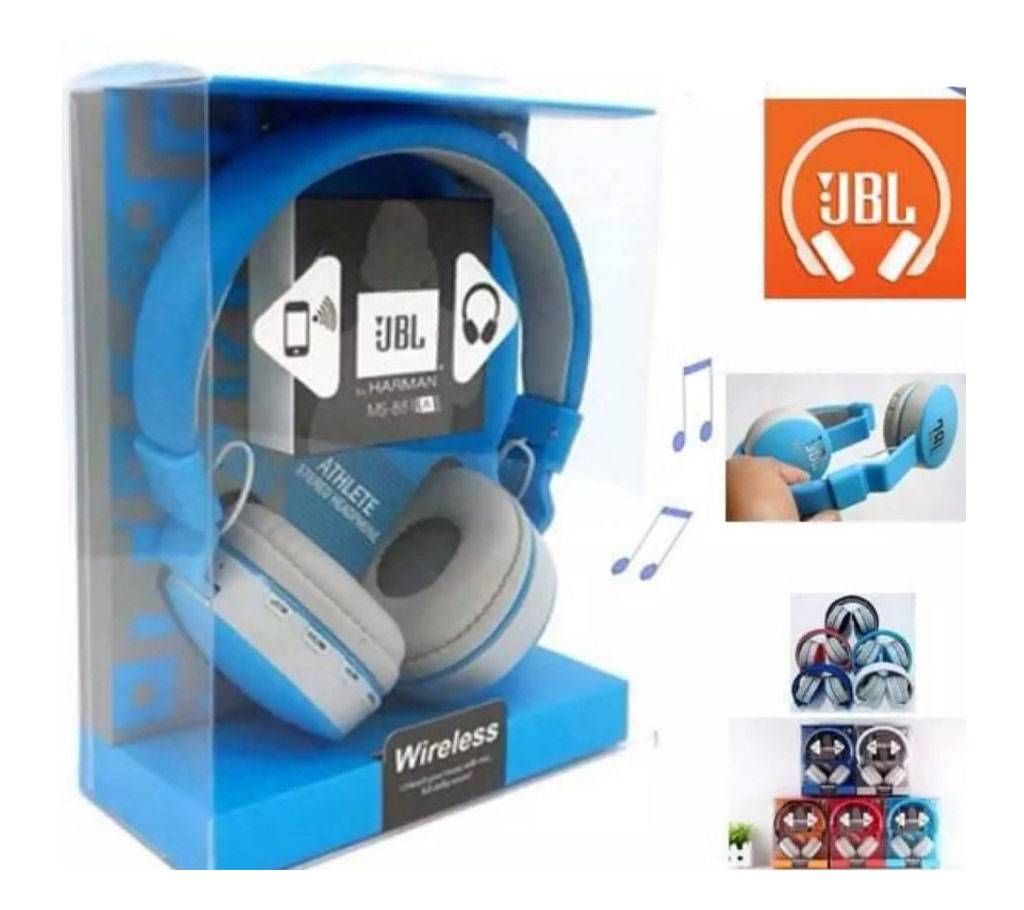 JBL MS-881A Wireless Bluetooth Headphone High Professional MS Stereo Earphone - Blue - AGF-Copy 