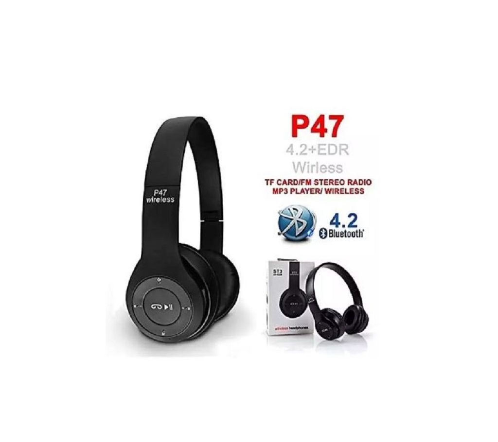 P47 - Wireless Bluetooth Headphone - Black 2020