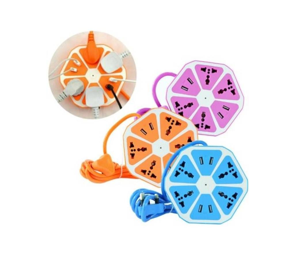 Multi Power Plug Extension - 4 Power Sockets & 4 USB Ports - 1 Pcs