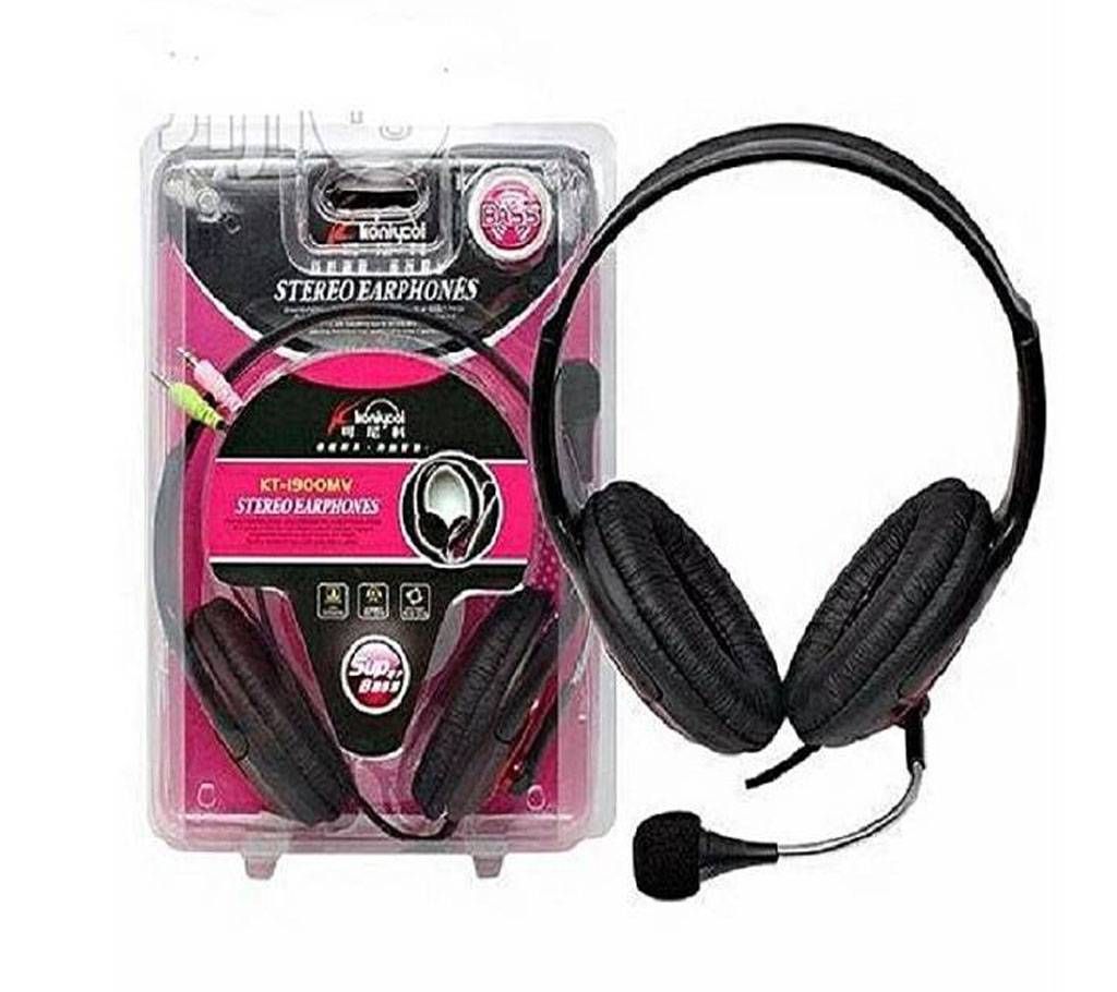 Koniycoi Stereo Headphones with Mic KT-1900MV - Black