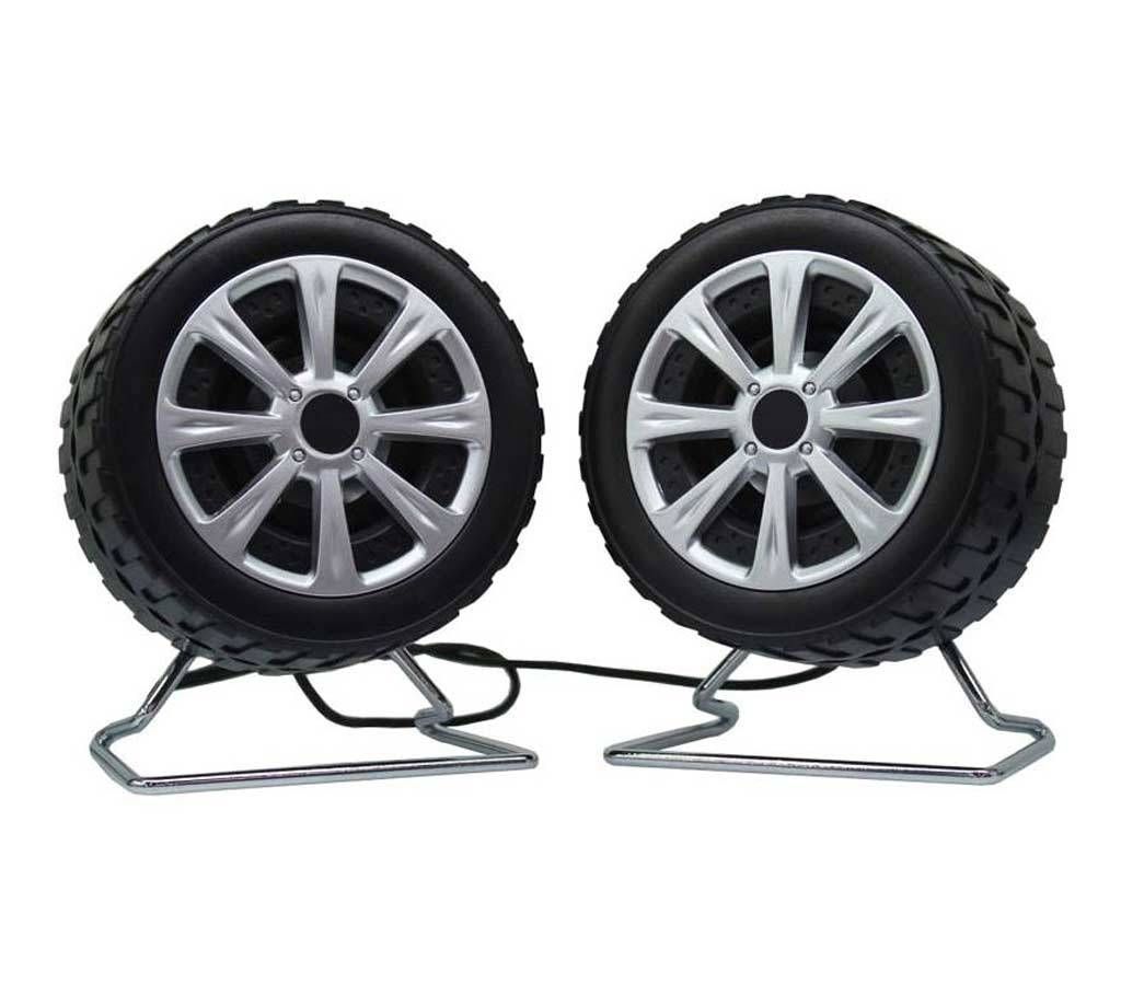 USB Wheel Shaped Speaker - 1 Pair 