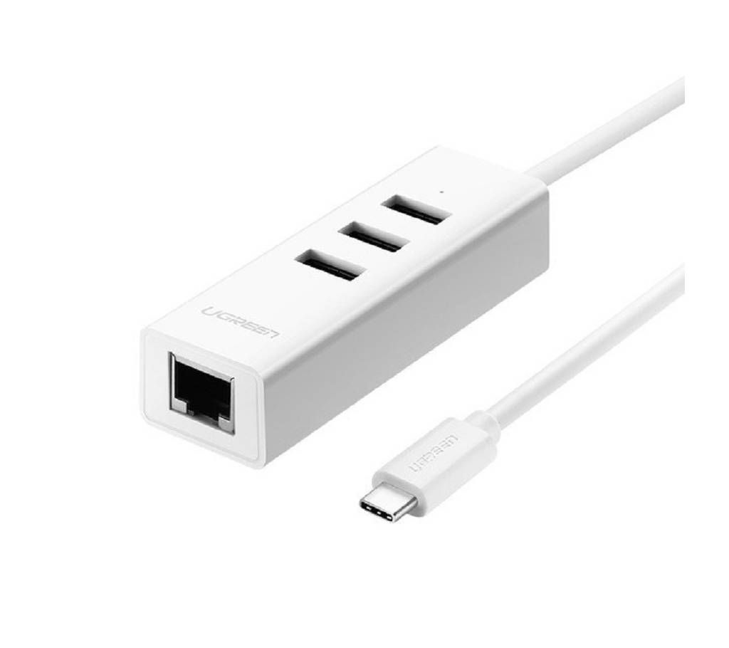 Type C to 10/100Mbps Ethernet Adapter with 3 Port USB 2.0 HUB