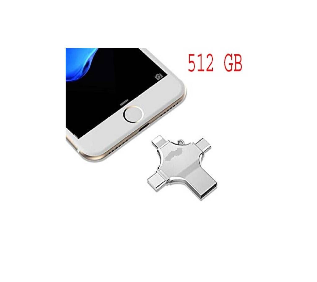 4 In 1 Pen Drive 512GB Built-In Memory Metal Body OTG Pendrive