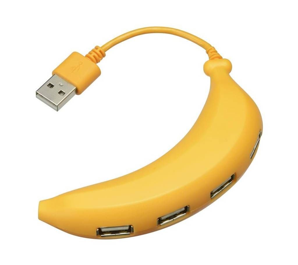 Portable Plastic Banana Shape USB Hub 4-port High Speed USB 2.0