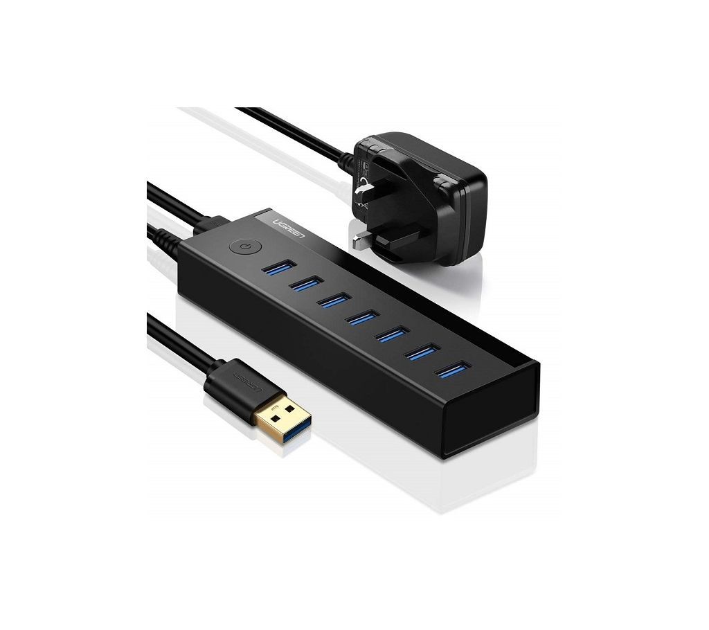 7 Port USB 3.0 HUB 5V Power Supply UK Black