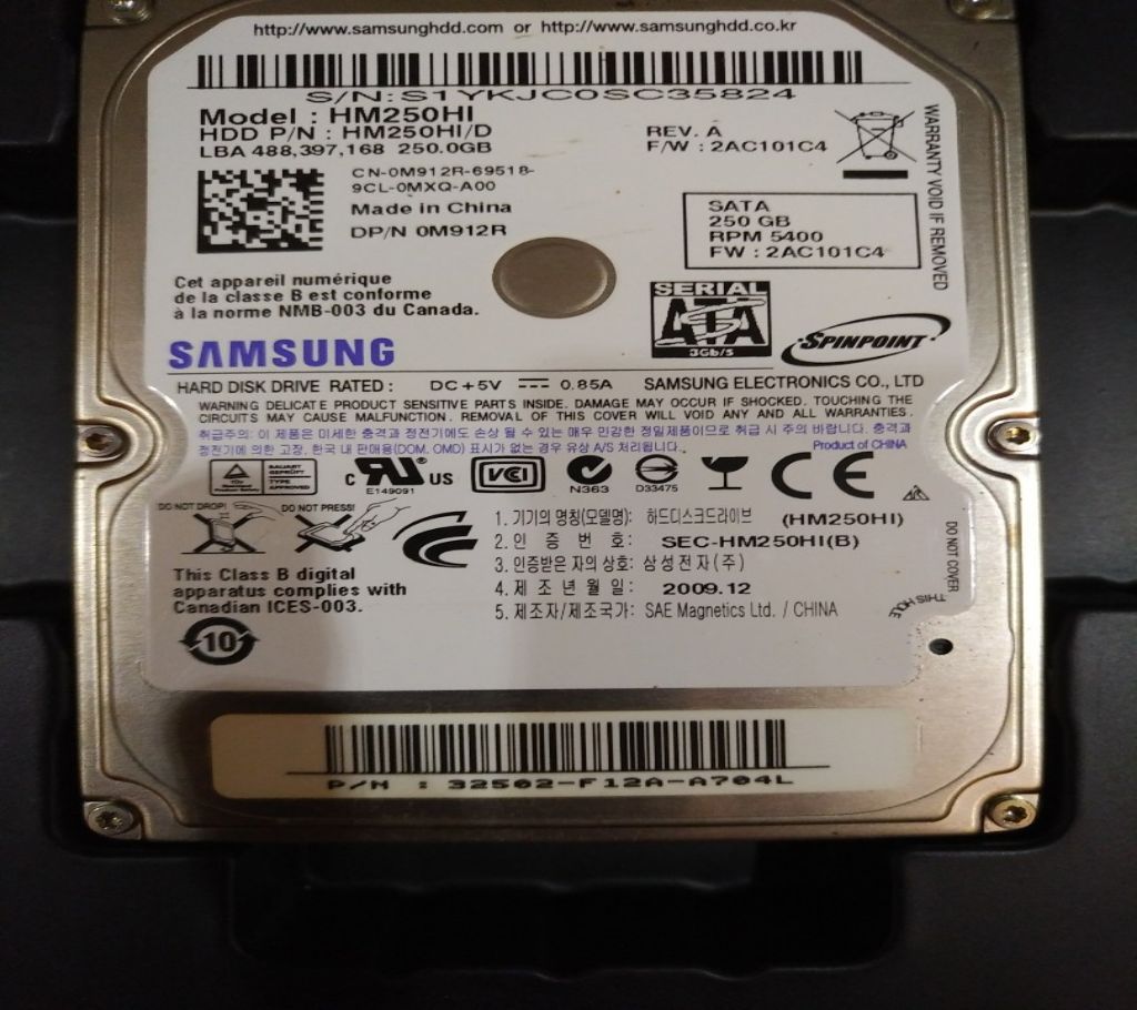 SAMSUNG 250GB HARD DISK
