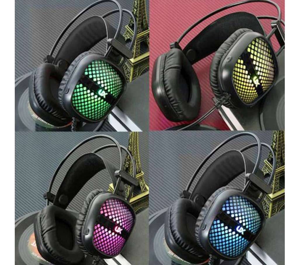 A2 Gaming Headsets 3.5mm Wired Headphones Noise Canceling E-Sport Earphone with Mic Colorful LED Light Volume Control For PC - Black