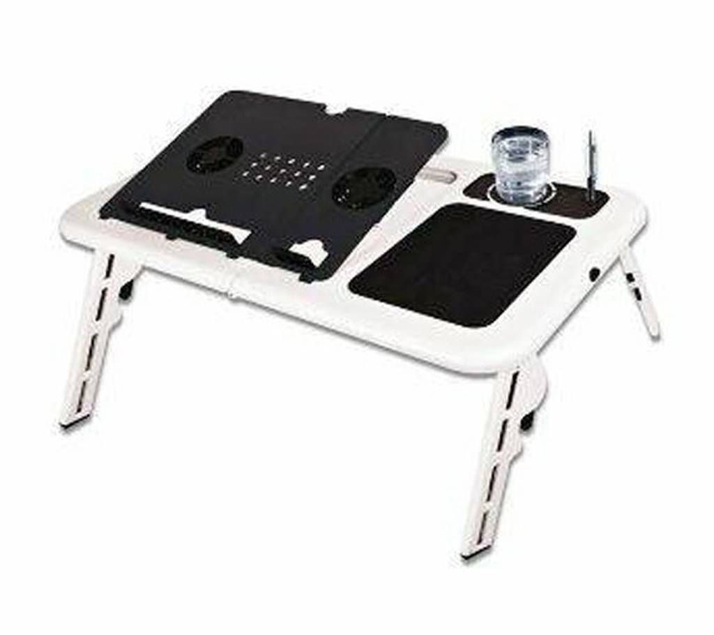 Portable laptop e-table with double cooling