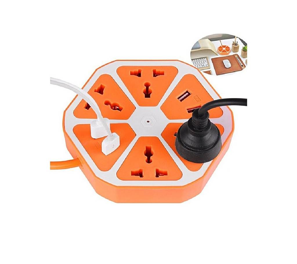 4 Power Sockets & 4 USB Ports Plug