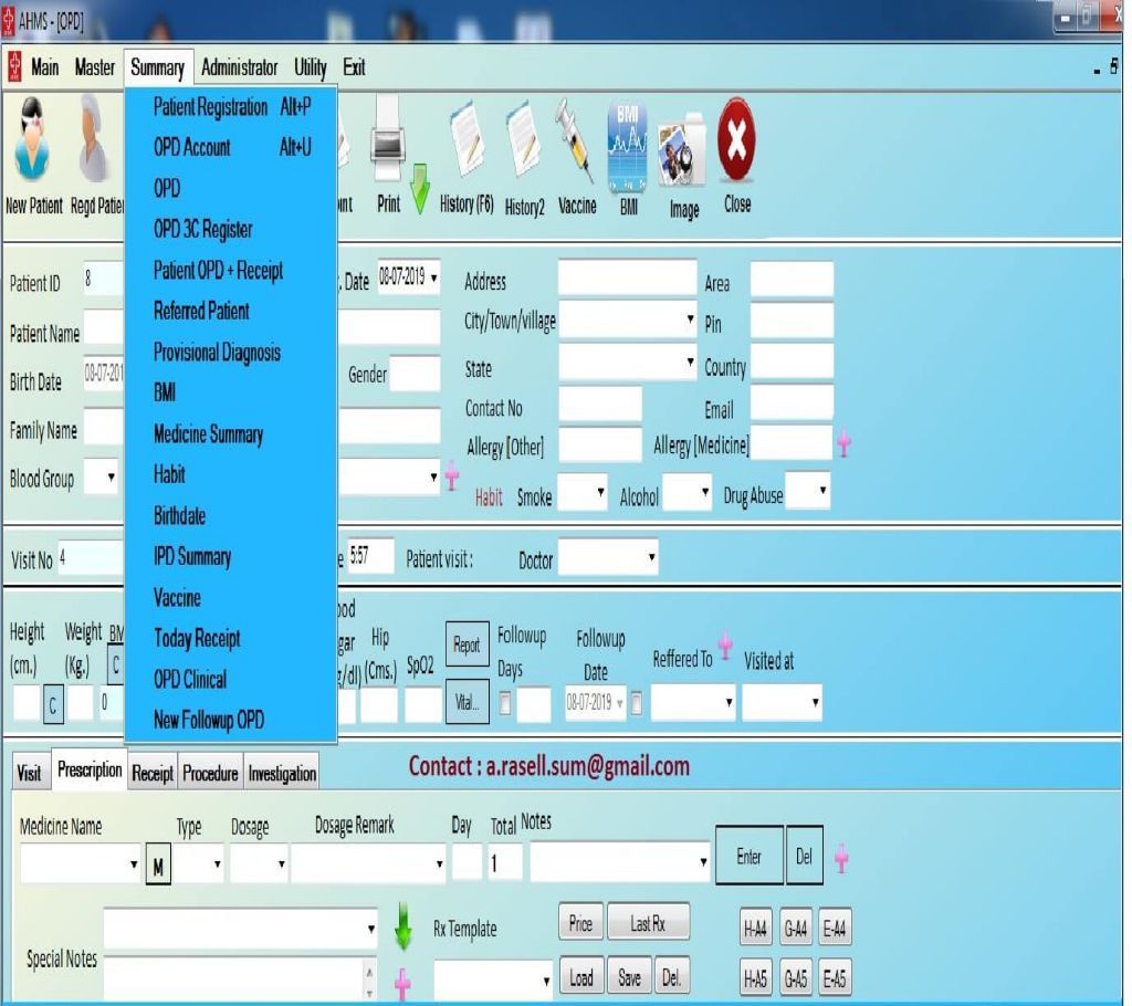 AHMS OPD Doctors Assist Software Lifetime