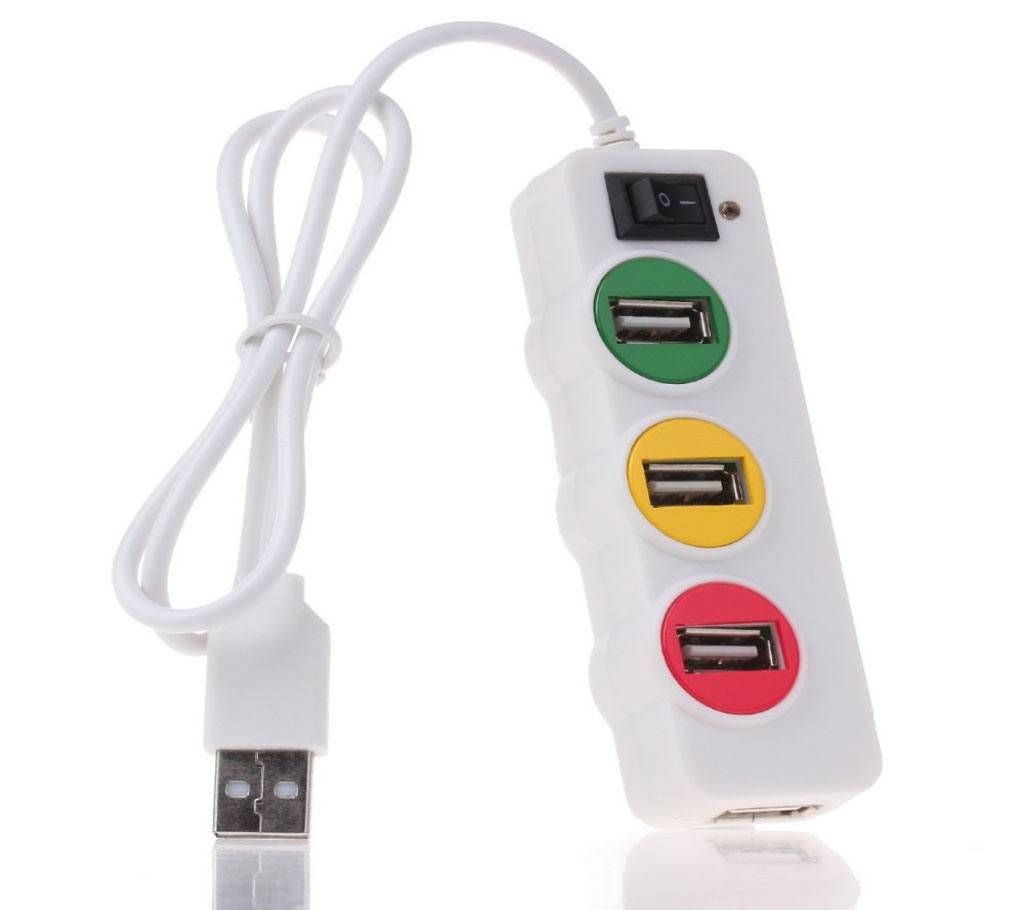 TRAFFIC LIGHT 4 PORTS USB 2.0 PORTABLE HUB WITH P