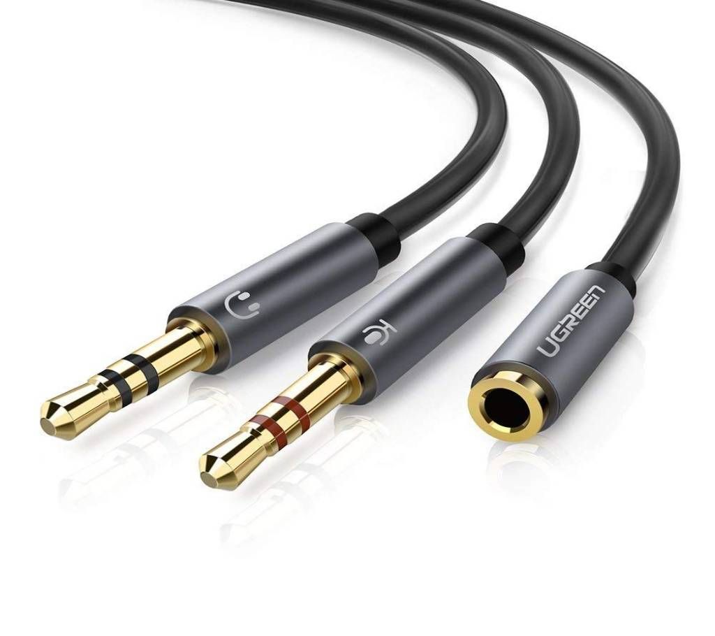 3.5mm Female to 2 male audio cable-Black