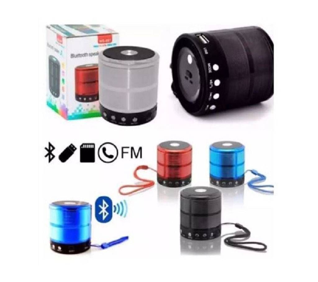 WS 887 Wireless Bluetooth Speaker TF USB FM AUX Portable Music Mini Speaker Black-Blue-Red-White