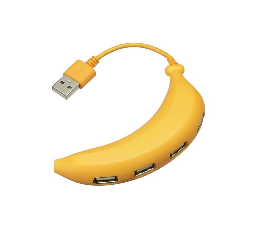 Portable1 x 4 USB Hub 4-port Plastic 480Mbps Banana Shape High Speed USB 2.0 HUB