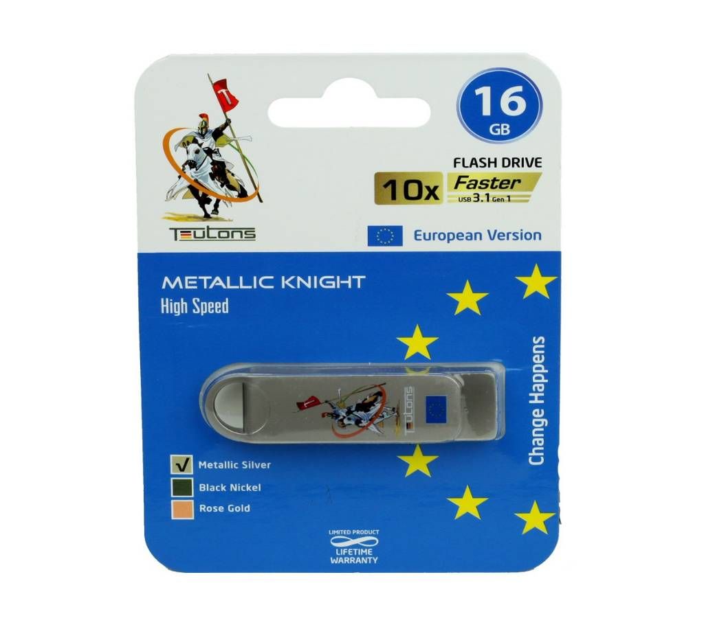 Teutons Metallic Knight 16GB USB 3.1 Gen-1 Flash Drive