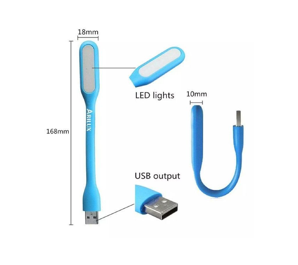 Portable and Flexible LED USB Light For Computer Notebook PC Laptop Power Bank - Blue