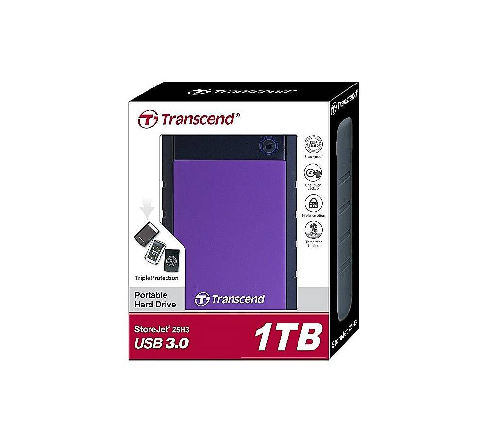 Transcend StoreJet 25H3P 1TB USB 3.0 Portable Hard Disk