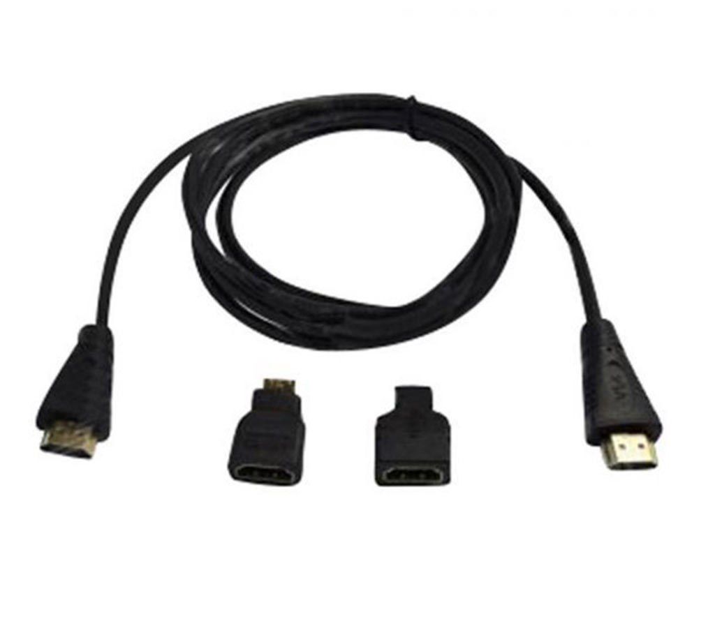 3 In 1 HDMI Cable With Micro/mini HDMI