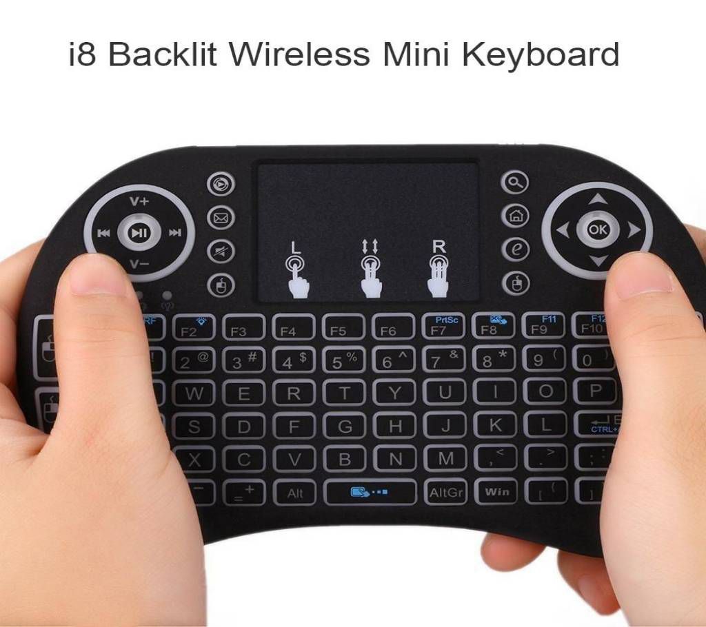 Backlight Mini i8 Wireless 2.4GHz Rechargeable Keyboard Remote Control Touchpad