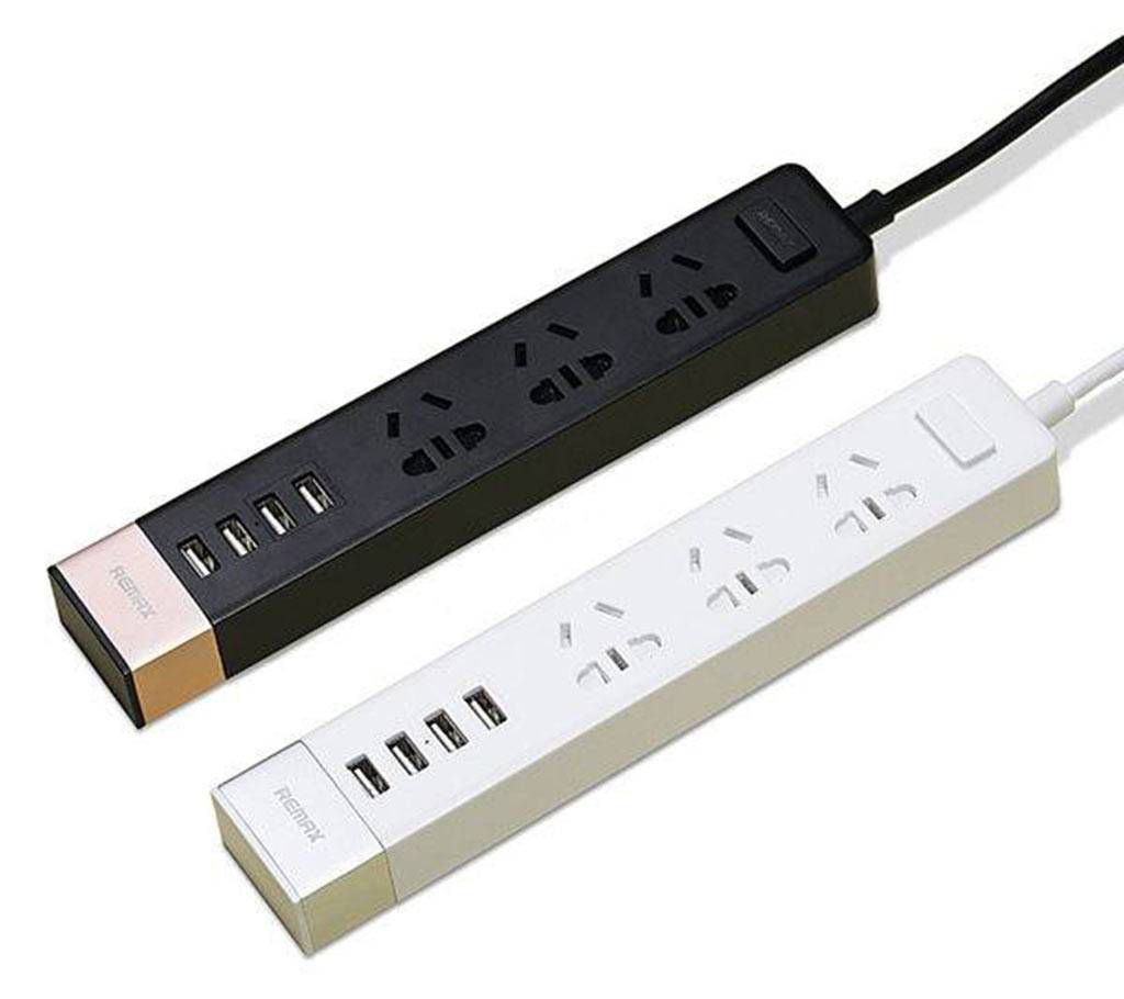 REMAX RU-S2 multi plug- 3 sockets and 4 USB ports 