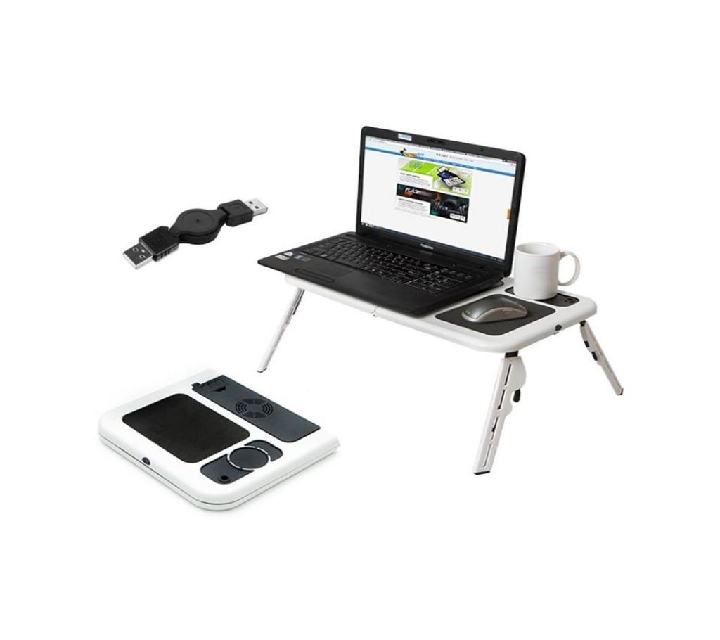 Adjustable Folding Laptop Table E-Table With Tray Cooling Fans Stand Home Portable Laptop Desk Bed Sofa Stand New Lapdesk