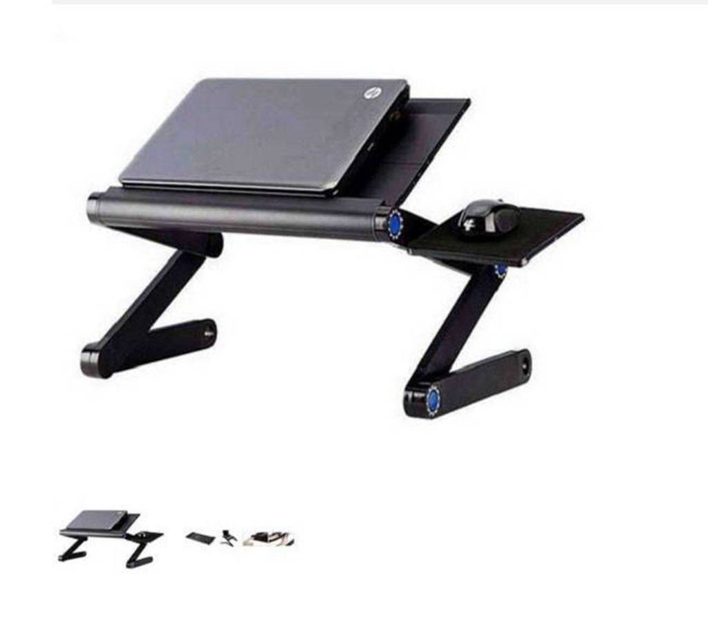 Aluminum laptop table with mouse pad