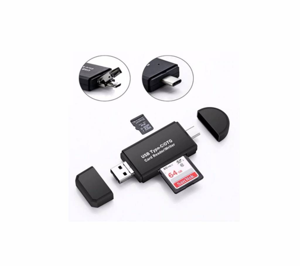 All in 1 Type C/USB 2.0/Micro USB/ OTG Micro SD/ TF SD Card Reader for Phone Computer