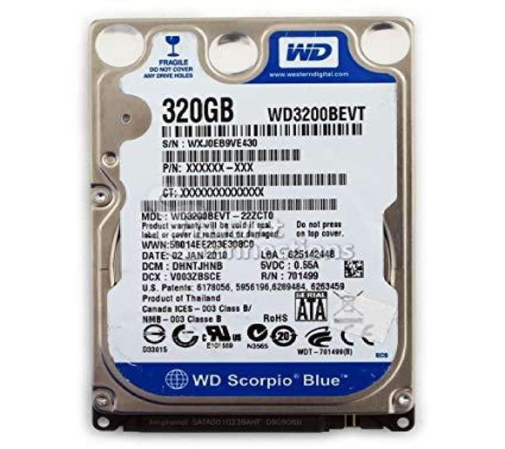 Western Digital 320GB Scorpio Blue SATAII 5400RPM 2.5IN 8MB Bulk/OEM Hard Drive WD3200BEVT- Laptop HDD
