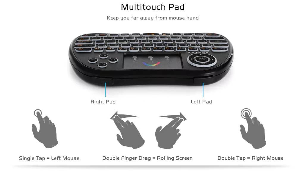 Wireless Mini Keyboard + Mouse Touchpad