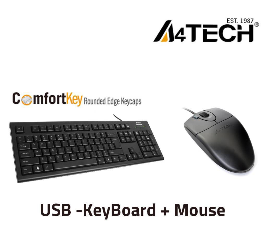 A4TECH USB Keyboard & Optical Mouse 