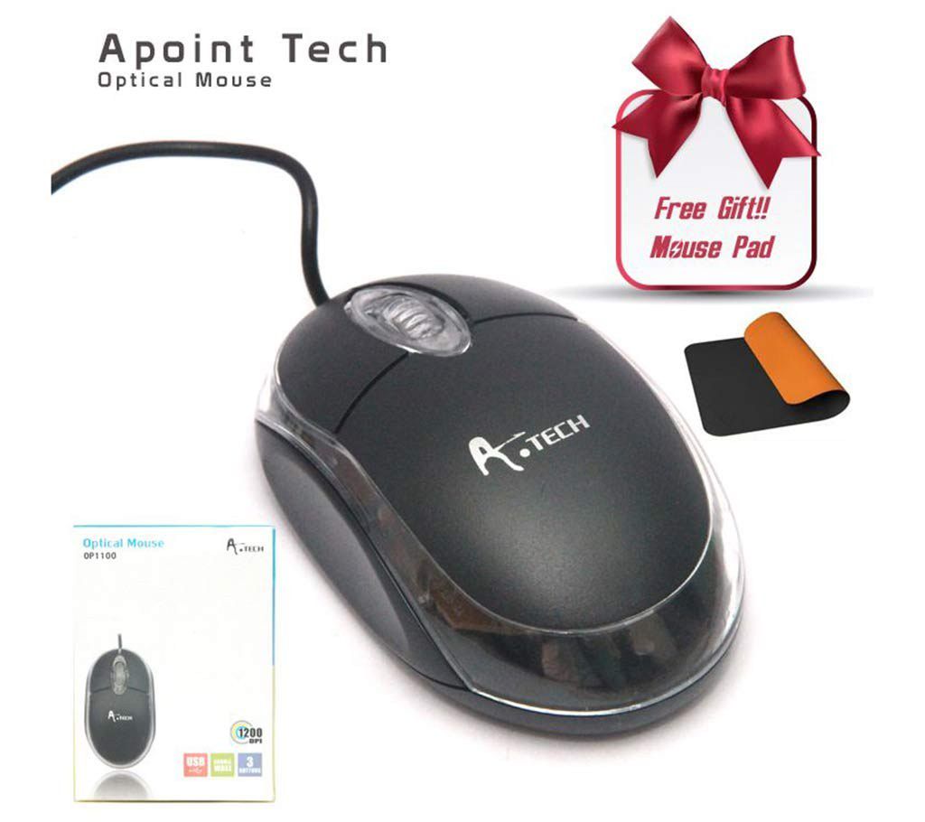 A.Tech USB Optical Mouse with Free Mouse Pad