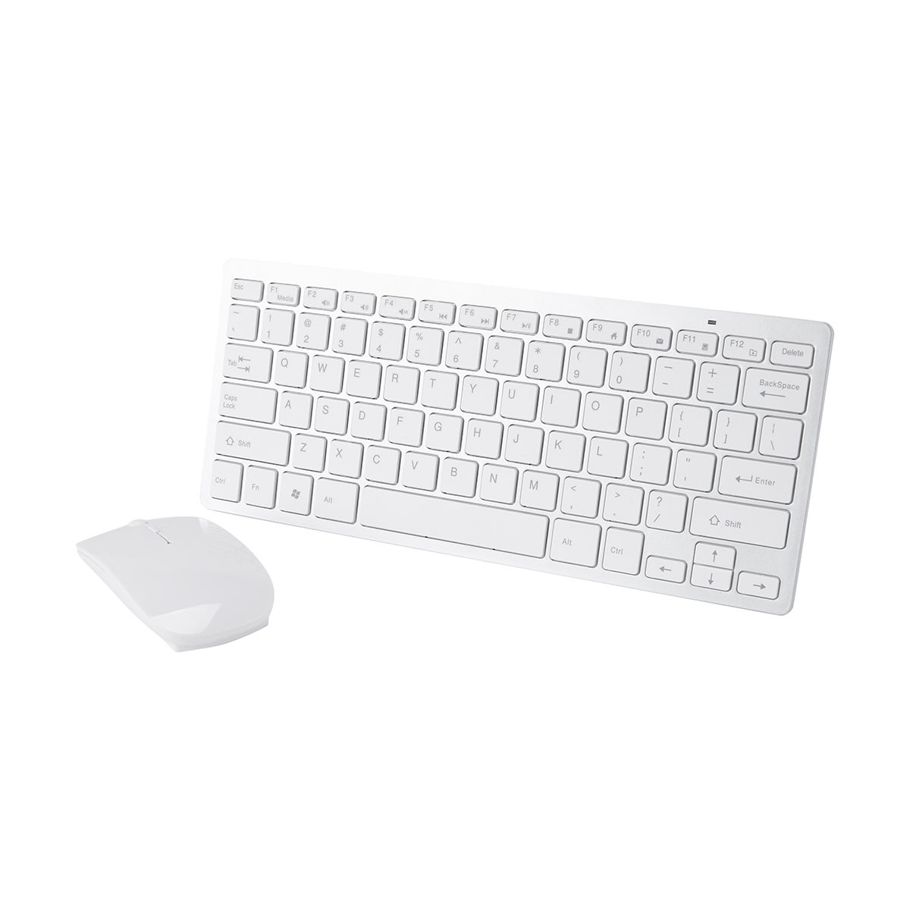 Wireless Keyboard and Mouse Combo - White and Silver