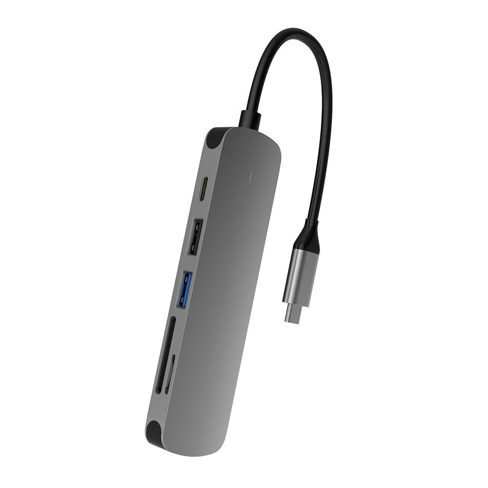Multi 6-in-1 USB C Hub Aluminum Portable Type C Hub 6-in-1 USB 3.0 SD TF Card Reader Adaptors USB C Splitter For MacBook