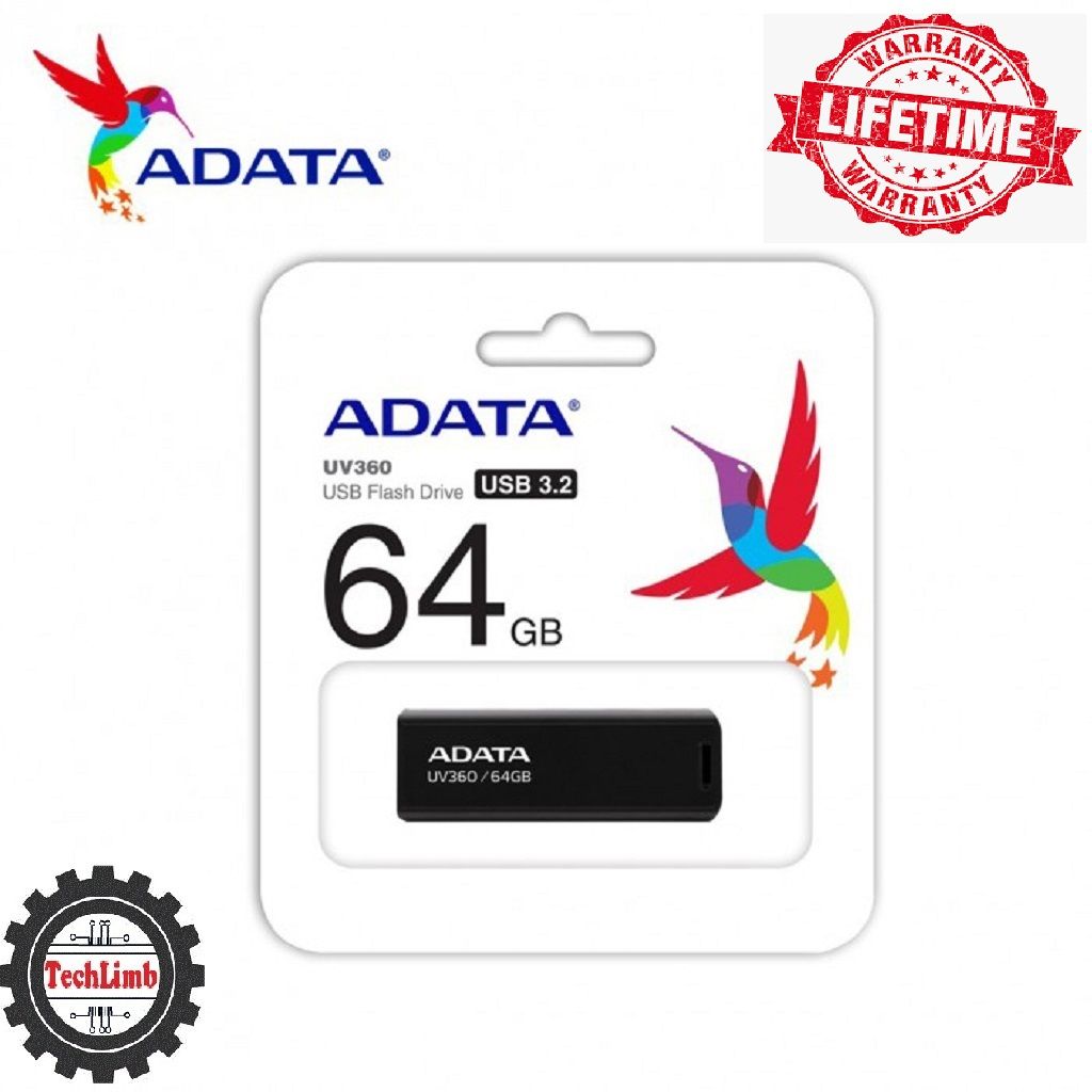 PenDrive 64GB USB 3.2 UV360 Black Flash Drive Portable HardDisk- Lifetime warranty