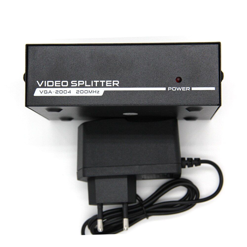 VGA Splitter 1x4 1 to 4 ports VGA Video Splitter 200MHz Support 1920x1440 with power adapter for VGA Adpater for pc Monitor