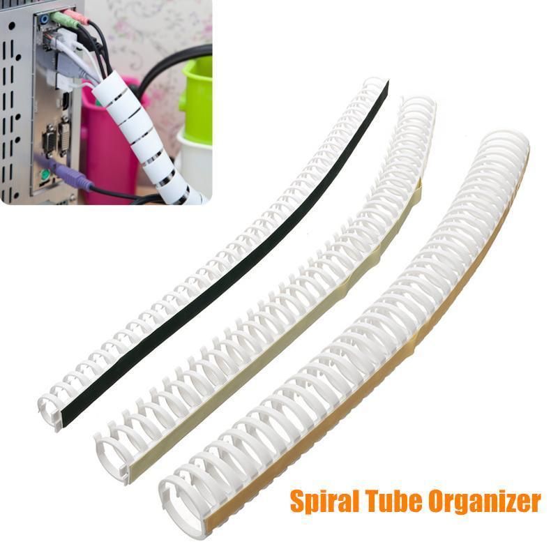 Flexible Spiral Cable Cord Band Wire Wrap Tube Management Organizer White