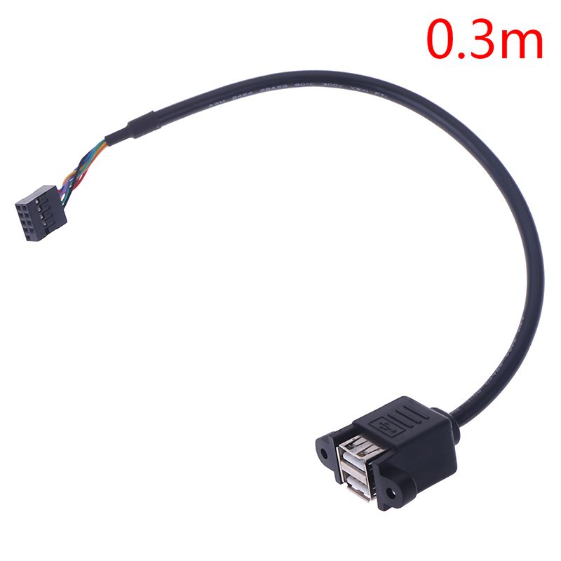 1Pc 9 Pin Motherboard Header to 2 Ports USB 2.0 Female Extension Cable Adapter