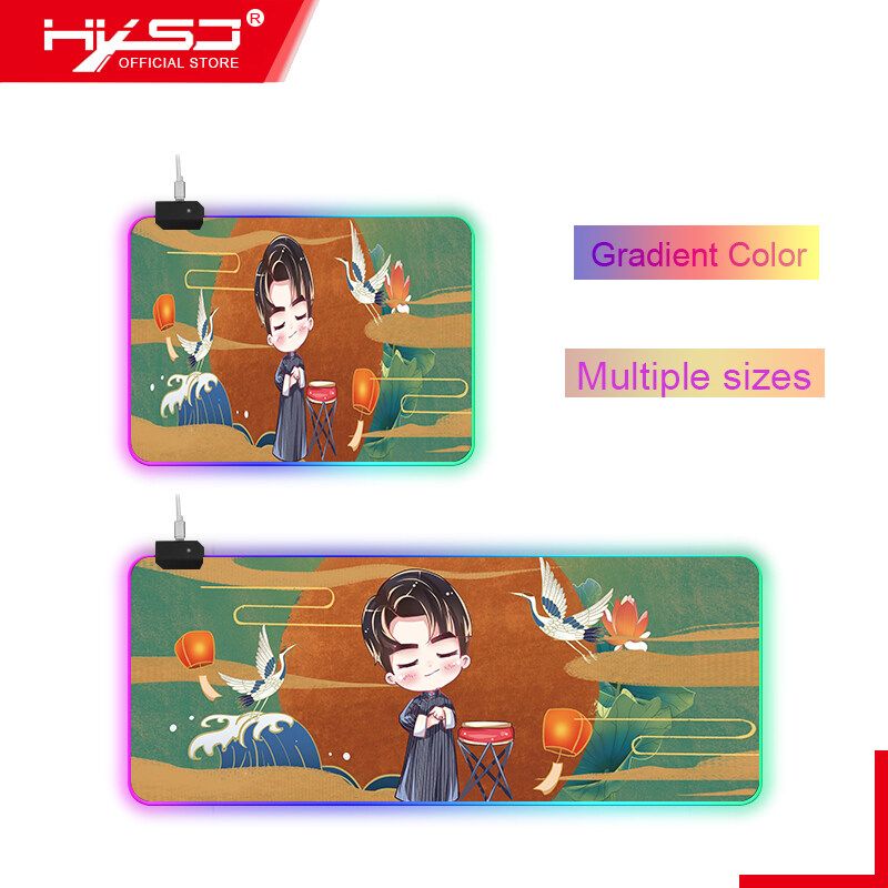 HXSJ WTU-157-L Cartoon Crosstalk RGB Mouse Pad Lock Edge Super Large Magic Color Luminous Non Slip Keyboard Pad Electronic Game Desk Pad
