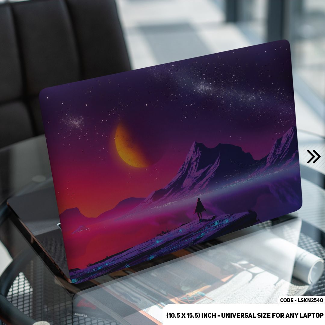 LSKN2540 - Fantasy Mountain With Human Illustration Laptop Skin Decal Sticker For Any Kind of Laptop Waterproof Removable Laptop Sticker (10.5X15.5) - Handy Commodity
