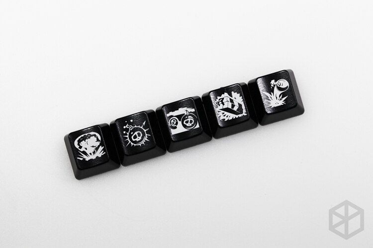 Novelty Shine Through Keycaps ABS Etched, Shine-Through lol black red r2 hero skill Zoe Xerath Ziggs Jinx Graves