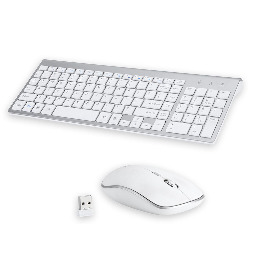 Ultra-thin Stylish Wireless 2.4G Mute Keyboard Mouse Set for Computers/Laptops