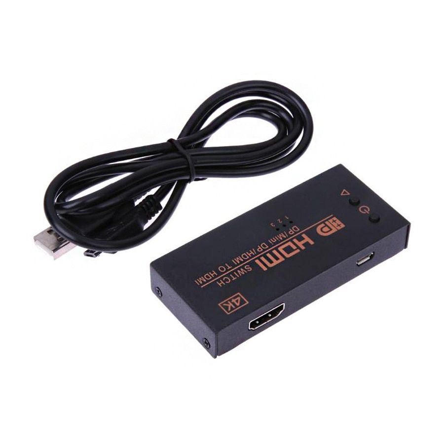 4K 3D Mini HDMI+Mini DP+DP 3 in 1 out Switch Switcher 3 in 1 out HDMI Distributor Splitter For HDTV PS3 XBOX/PC Laptop