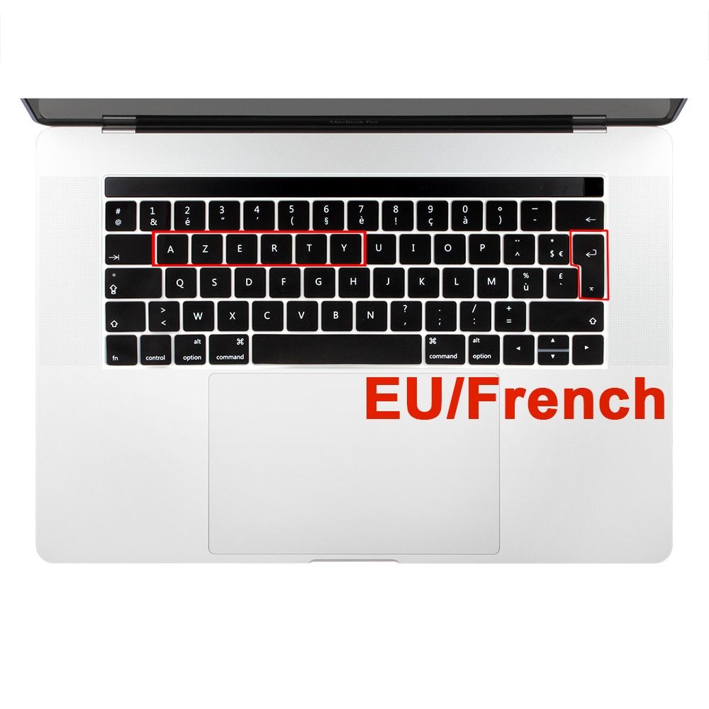 French AZERTY Silicone Keyboard Cover Skin for Macbook Pro Retina Air 11 12 13 15 Touch bar 2020 A1932 A2289 A2159 A1706 A2251