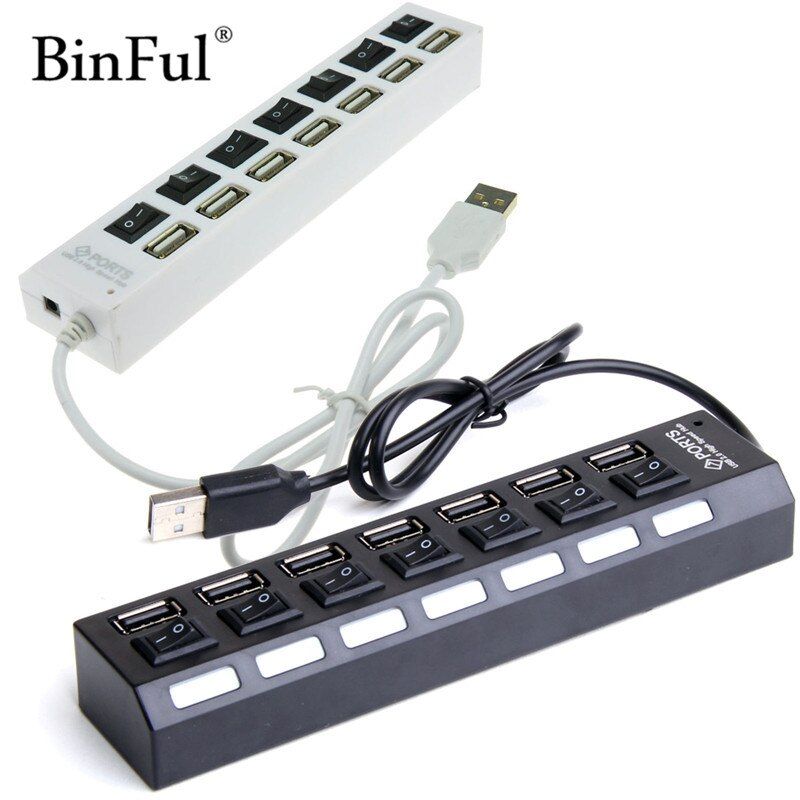 BinFul High Speed Mini Slim 4/7 Port hub usb hub 4/7 port Expander multiple Converter Adapter for Laptop PC Tabs USB HUB