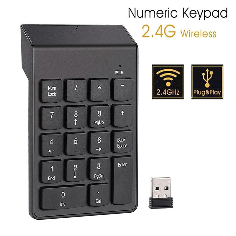 Portable 18Keys Wireless Numeric Keypad 2.4G Mini USB 18 Keys Number Pad Numeric Keypads Keyboard For PC Laptop
