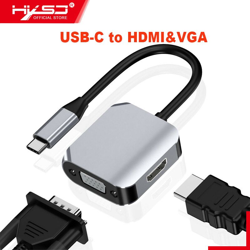 HXSJ HW-6002 USB-C to HDMI VGA Converter Adapter Hub for Pro Samsung S10 Huawei Xiaomi TV Projector