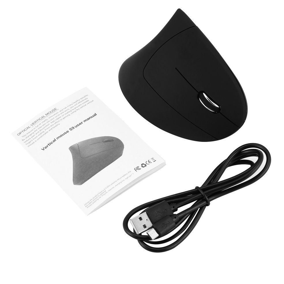 WH911-A 2.4GHz Optical Vertical Mouse Speed Adjustable for Office Gaming Use-black