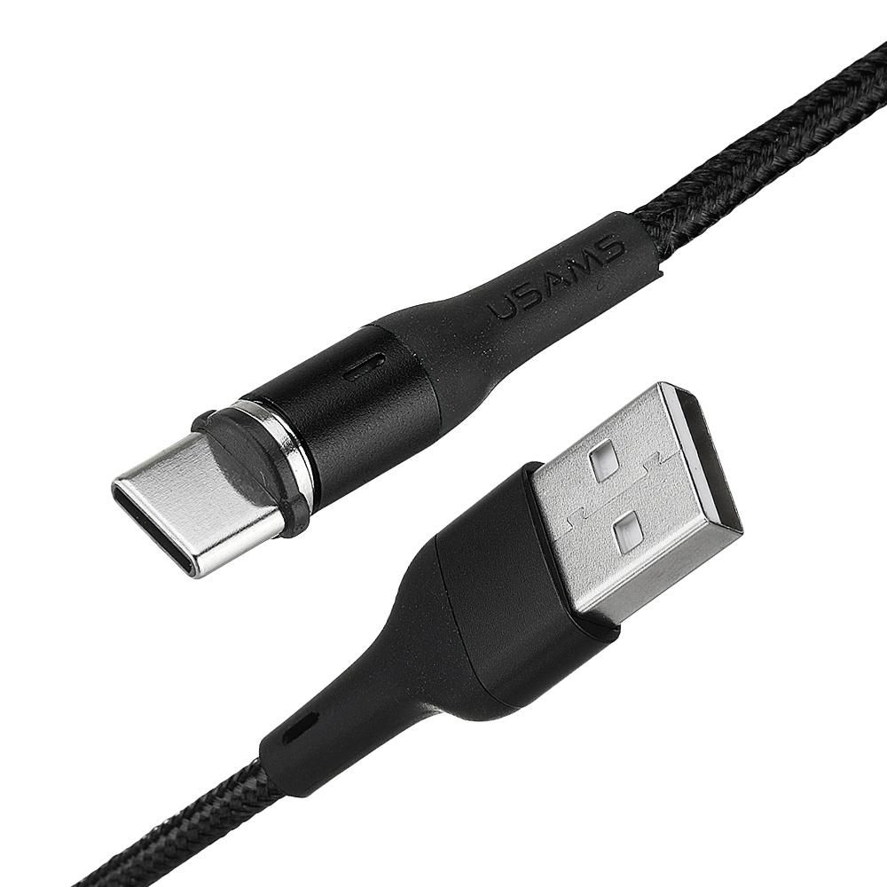 【SmartChoice】USAMS US-SJ334 U29 Type C LED Magnetic Braided Fast Charging Cable 1M For Tablet Smartphone