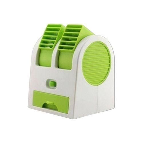 Mini USB Double Fan Air Cooler - White and Green
