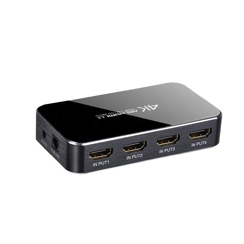 Promotion--HDMI Switch 4K@60Hz 4 in 1 Out with Audio Optical/Remote Control, HDMI Splitter with Audio Extractor Support ARC
